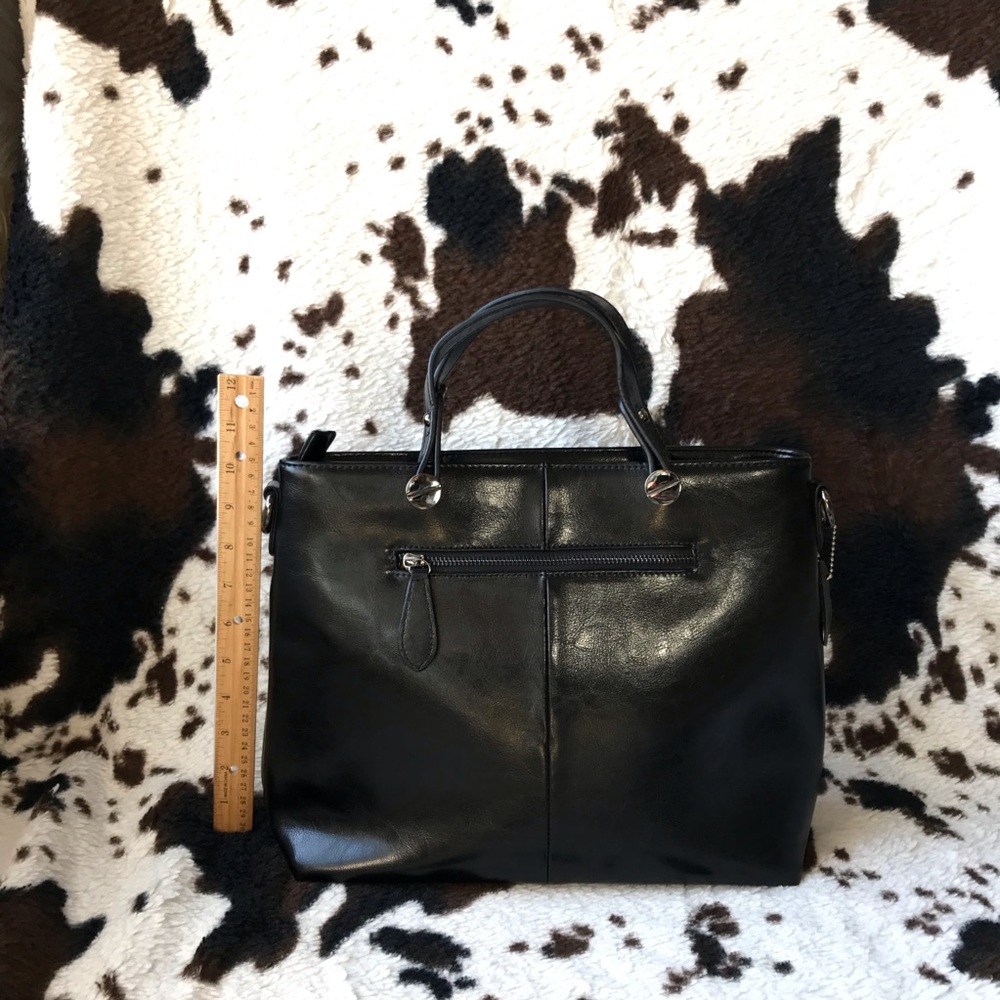 🔥 Black Top Handle Faux Leather Tote Bag With Removable Strap 🔥 - Picture 11 of 16